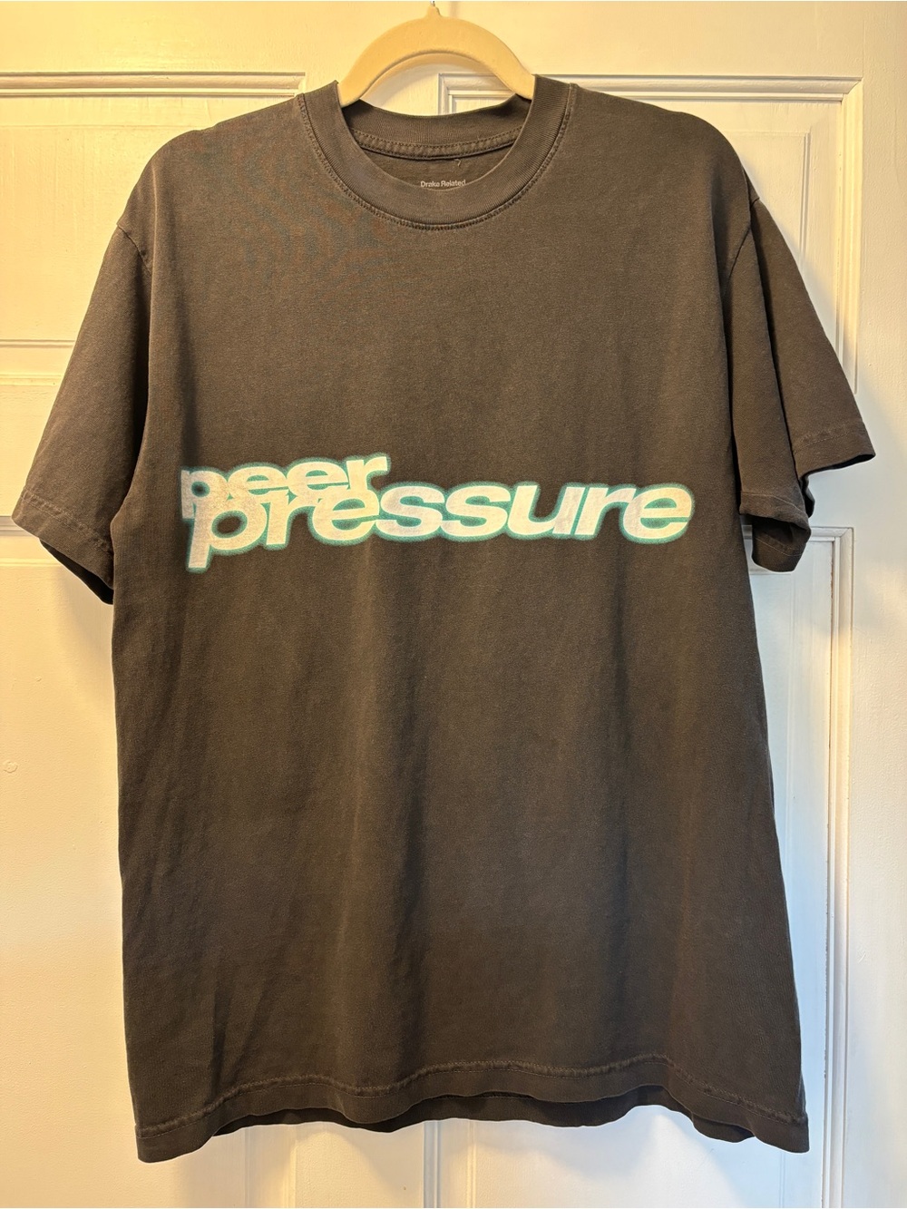Men's Short-Sleeve Graphic Tee - Charcoal with Aqua Text